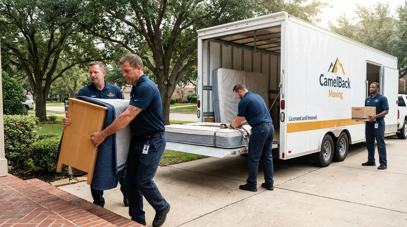 Crew loading residential truck for cross-state move from Swanton, OH
