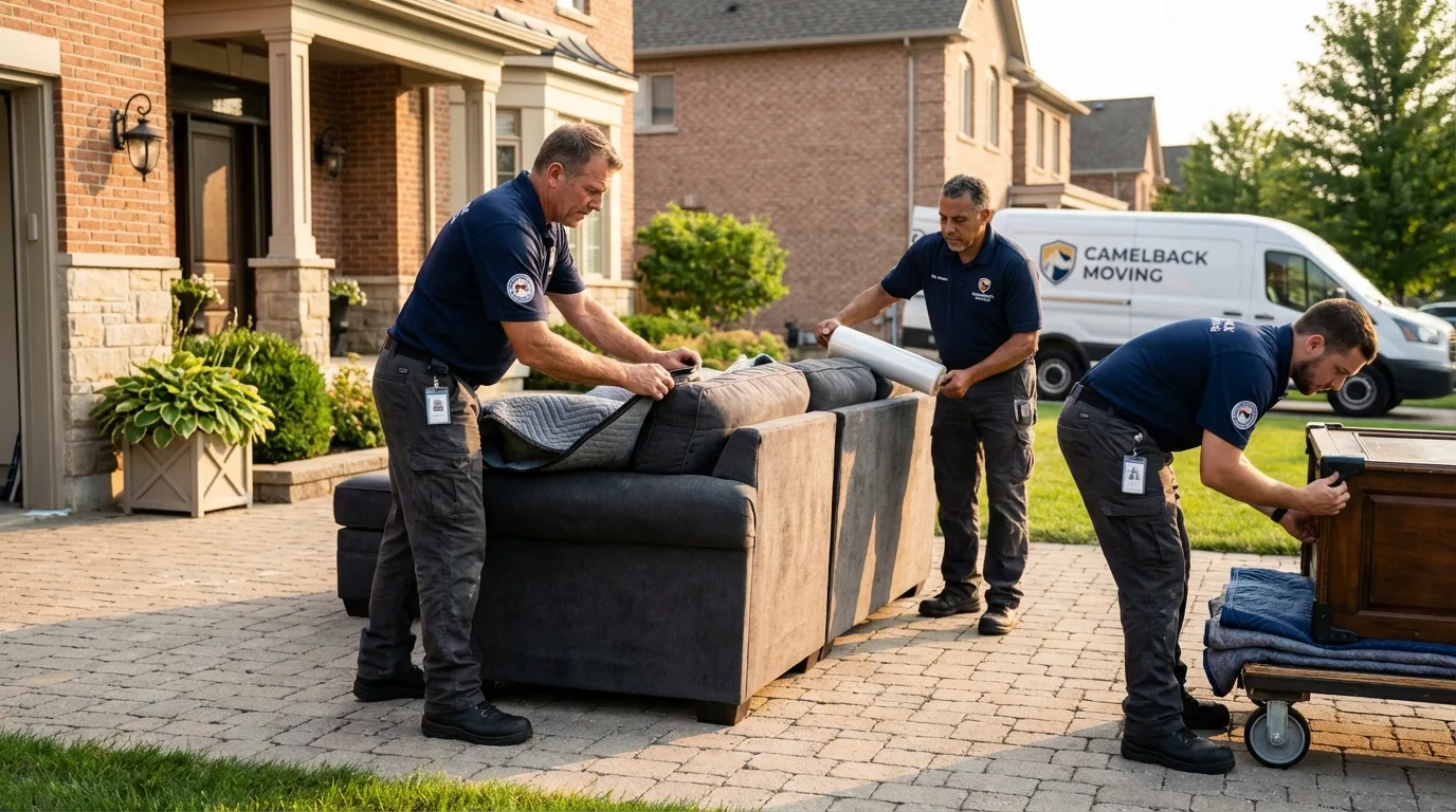 Large estate moving crew wrapping furniture in Swanton, OH